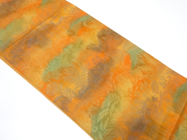 JAPANESE FUKURO OBI / WOVEN FLORAL PLANTS